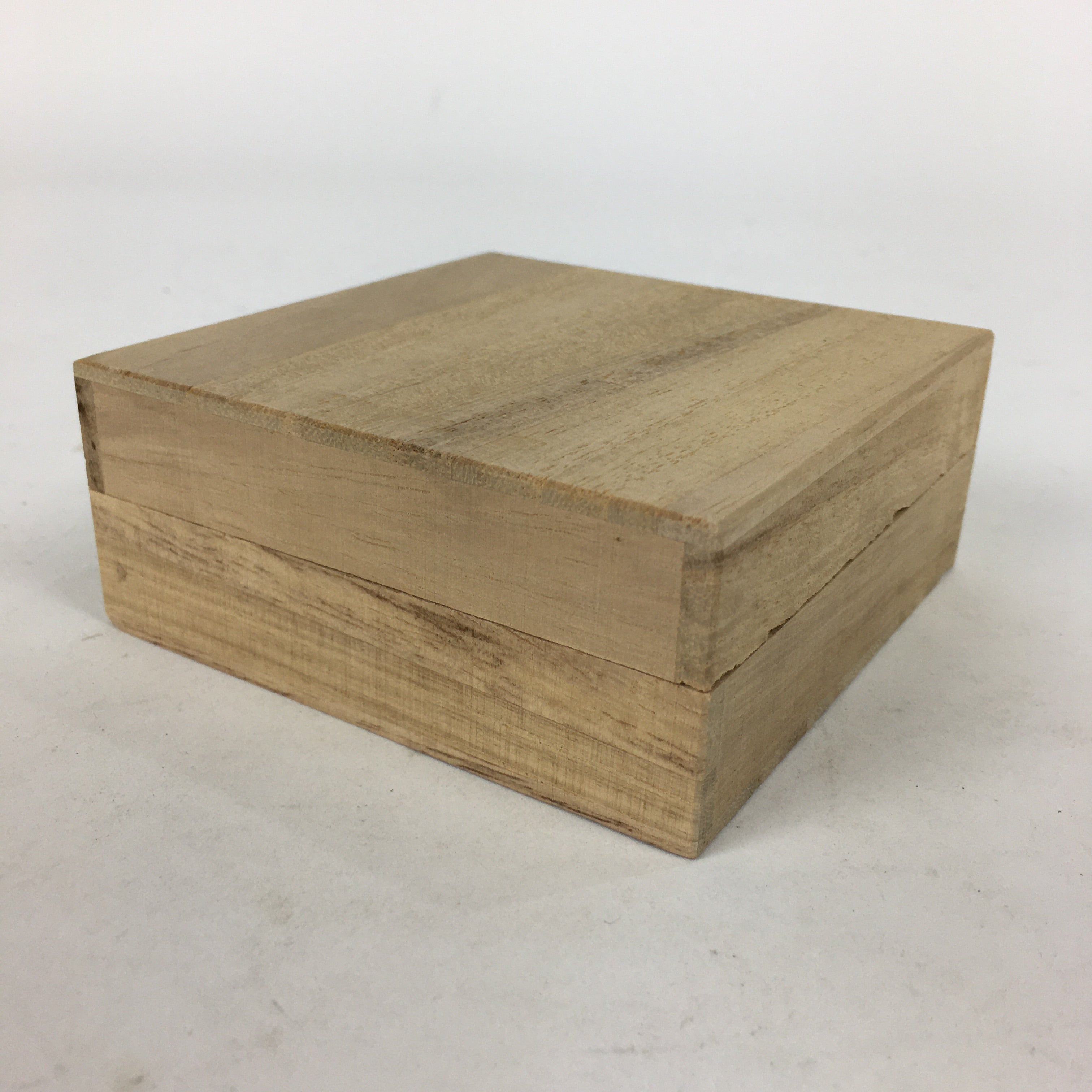 Japanese Wooden Storage Box Vtg Pottery Hako Inside 8x8x2.5cm WB884