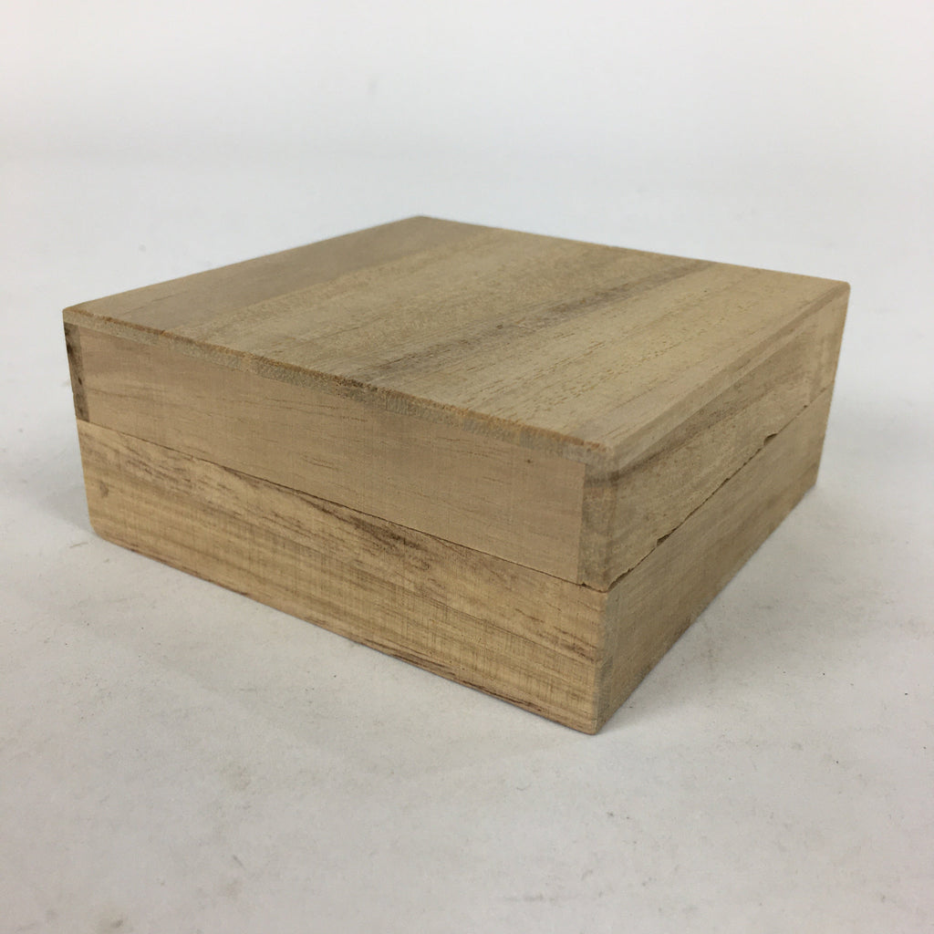 Japanese Wooden Storage Box Vtg Pottery Hako Inside 8x8x2.5cm WB884