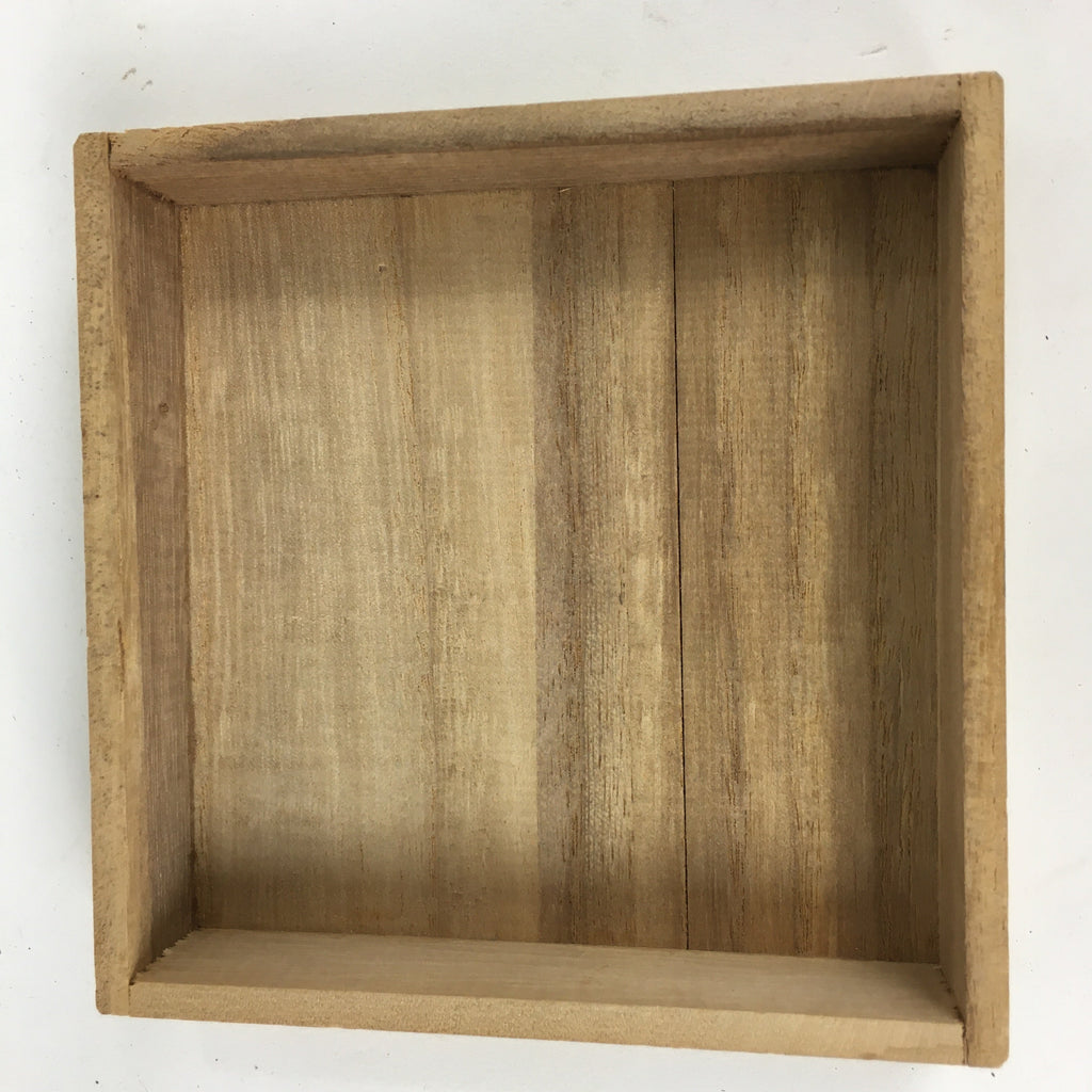 Japanese Wooden Storage Box Vtg Pottery Hako Inside 9.5x9.5x2.5cm WB883