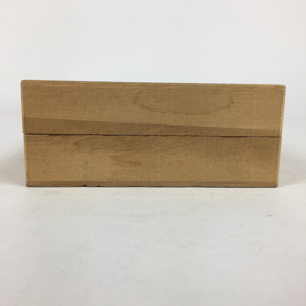 Japanese Wooden Storage Box Vtg Pottery Hako Inside 9.5x9.5x2.5cm WB883