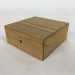 Japanese Wooden Storage Box Vtg Pottery Hako Inside 9.5x9.5x2.5cm WB883
