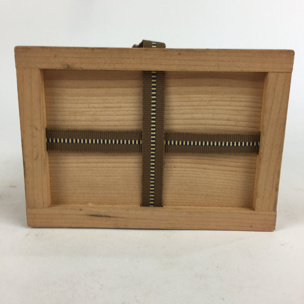 Japanese Wooden Storage Box Vtg Pottery Hako Inside 9.6x14.2x10.1cm WB849