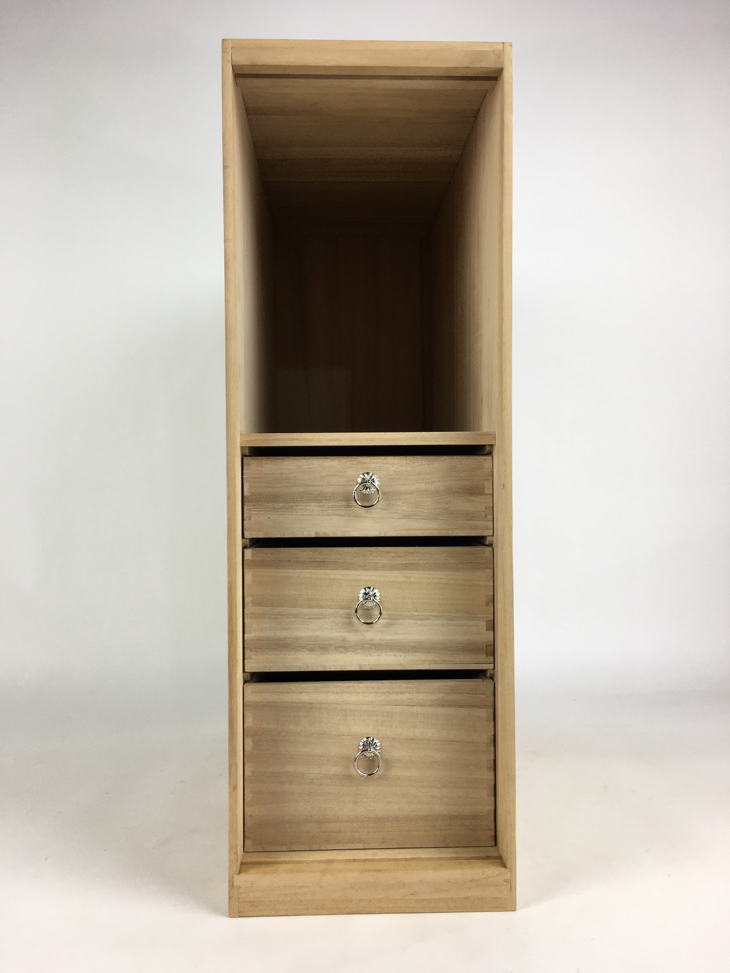 Japanese Wooden Storage Box Vtg With 3Drawers Inside 25x43x25cm WB946