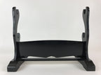 Japanese Wooden Sword Stand Vtg Double Sword Hanger Rack Black T319