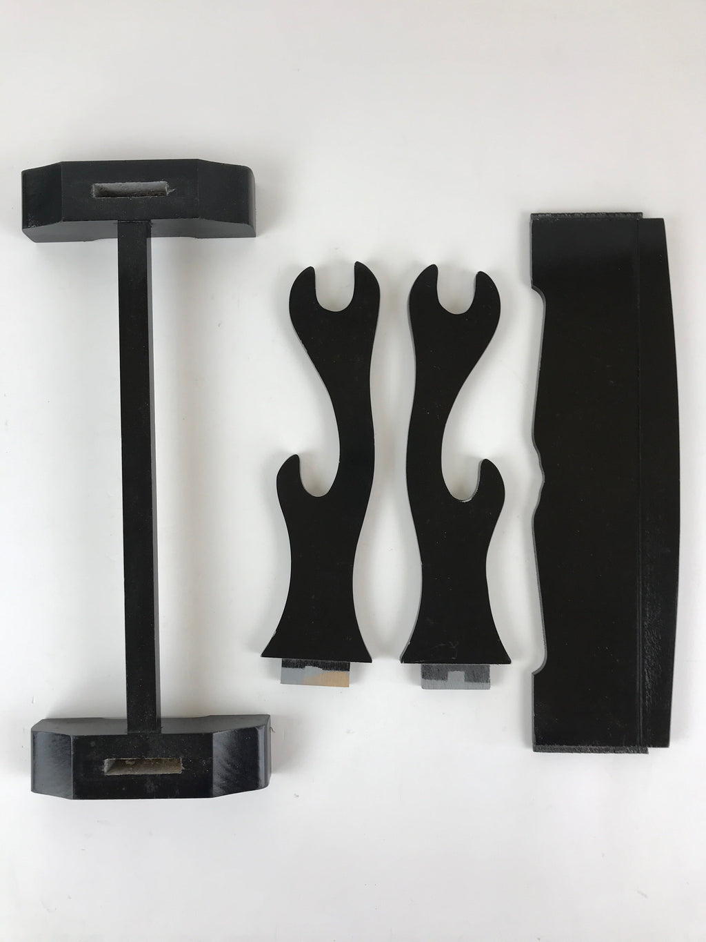Japanese Wooden Sword Stand Vtg Double Sword Hanger Rack Black T319