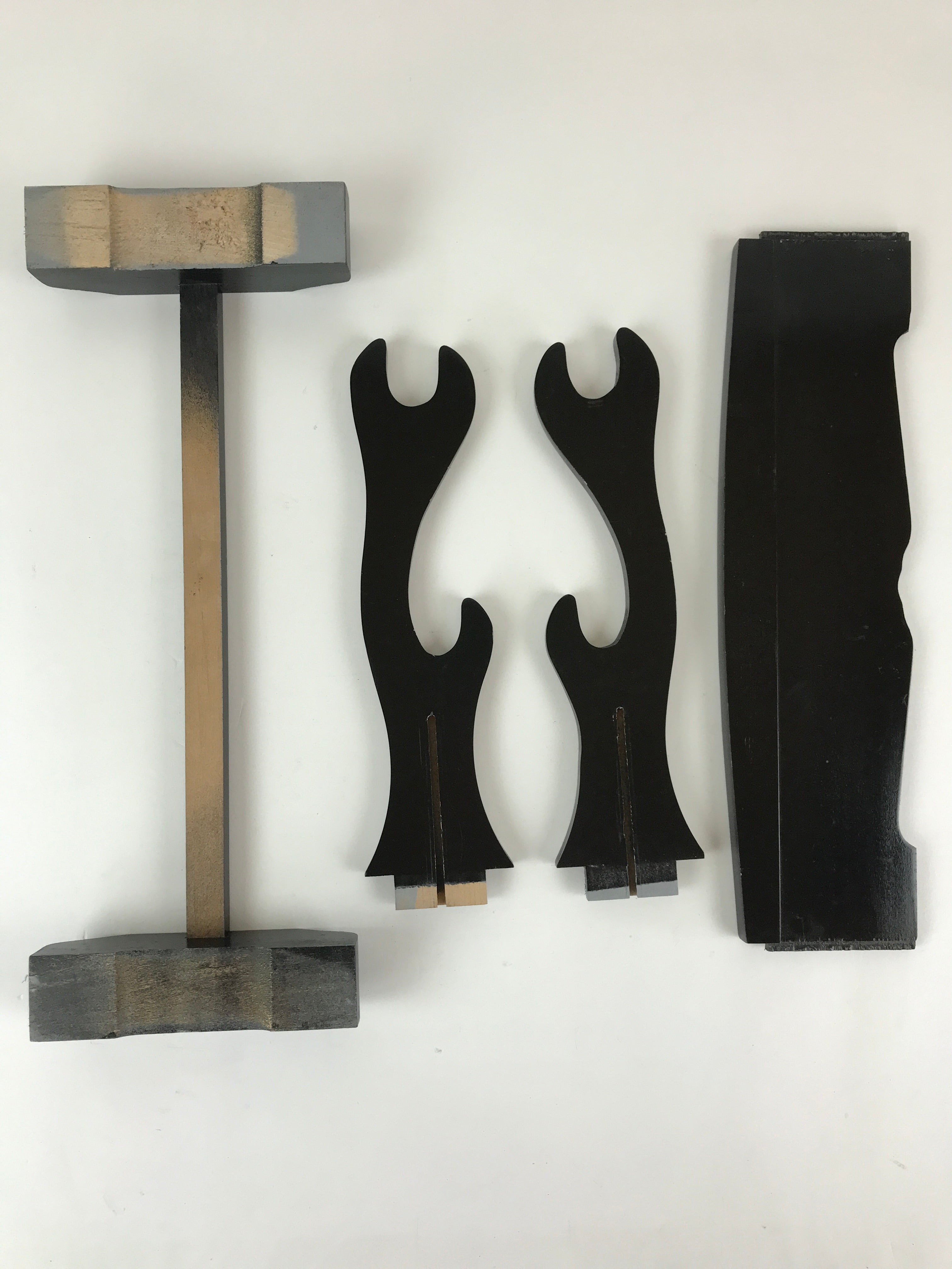 Japanese Wooden Sword Stand Vtg Double Sword Hanger Rack Black T319