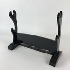 Japanese Wooden Sword Stand Vtg Double Sword Hanger Rack Black T319