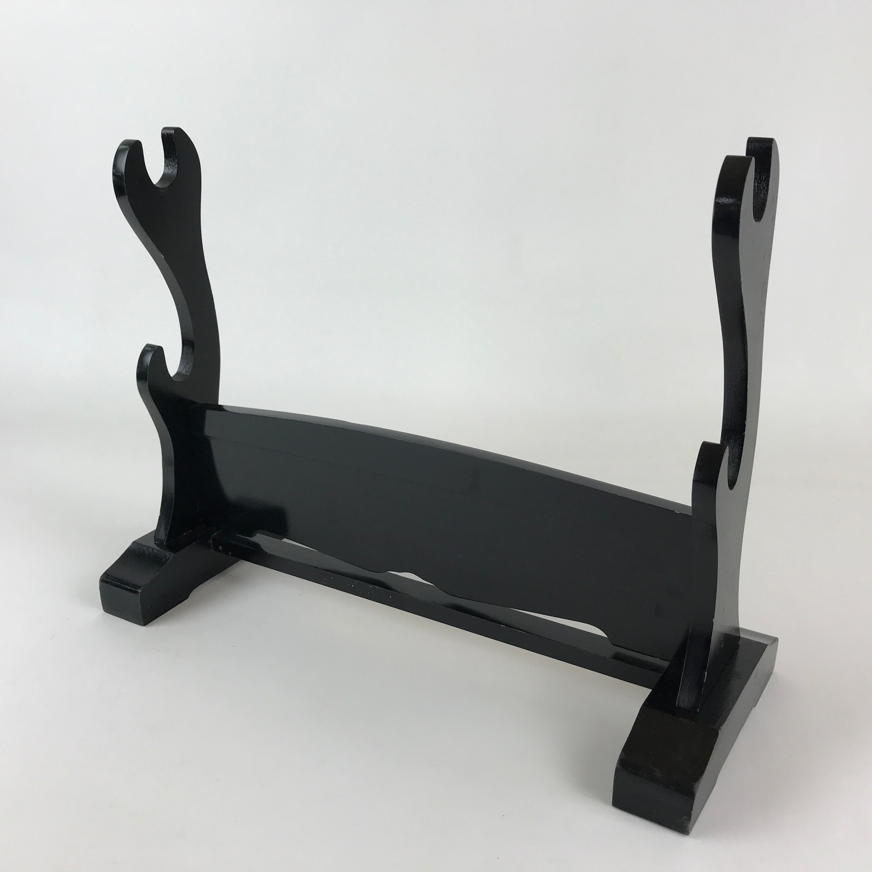 Japanese Wooden Sword Stand Vtg Double Sword Hanger Rack Black T319