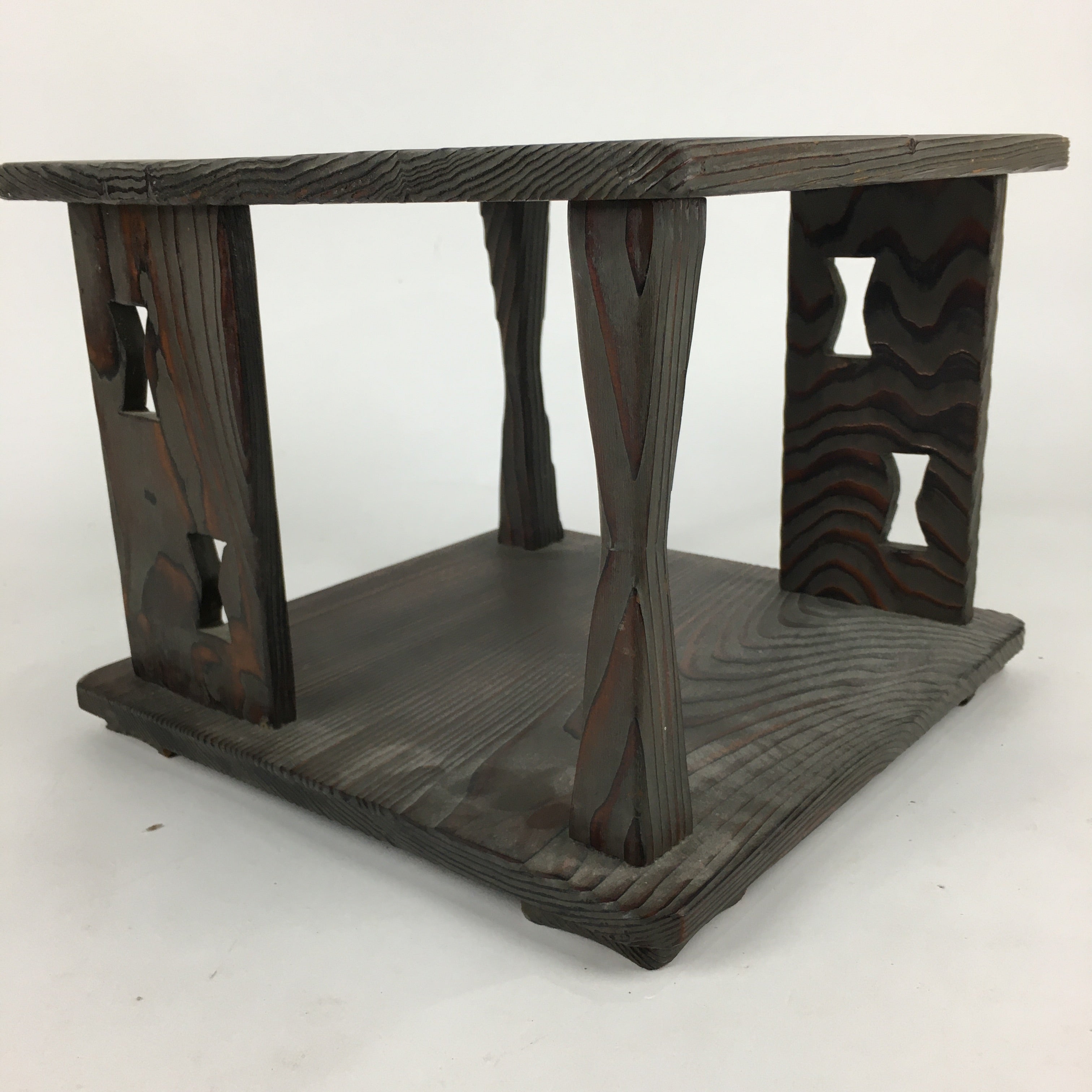 Japanese Wooden Tea Ceremony Shelf Vtg Rack Tana Table Brown T302