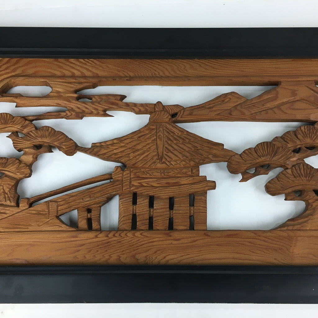 Japanese Wooden Transom Panel Vtg Ranma Door Carving Decoration R22