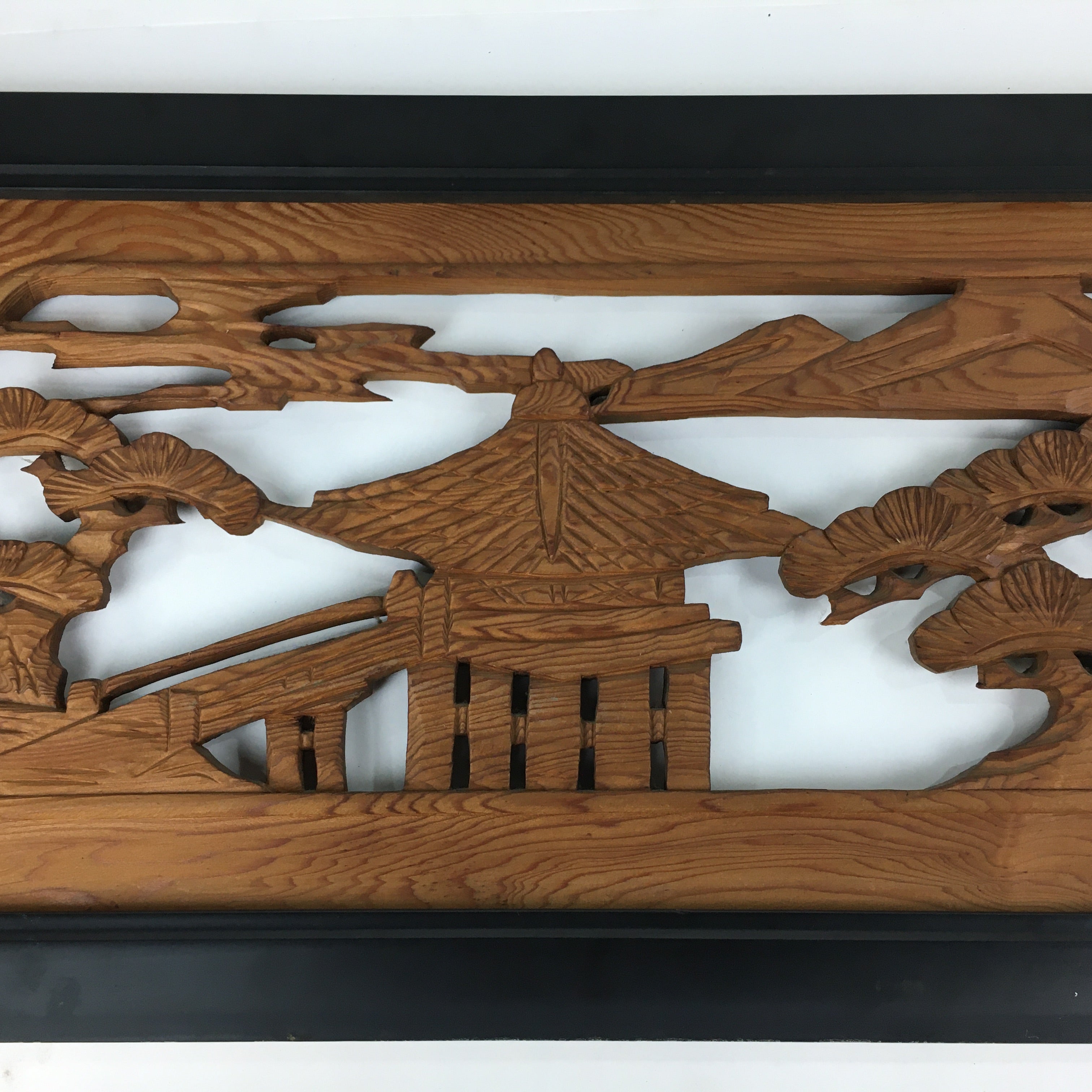 Japanese Wooden Transom Panel Vtg Ranma Door Carving Decoration R22