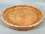 Japanese Wooden Tray Obon Vtg Nurimono Round Light Brown Grain UR478