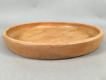 Japanese Wooden Tray Obon Vtg Nurimono Round Light Brown Grain UR478
