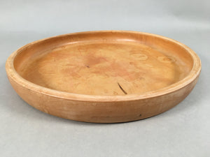 Japanese Wooden Tray Obon Vtg Nurimono Round Light Brown Grain UR478