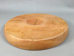Japanese Wooden Tray Obon Vtg Nurimono Round Light Brown Grain UR478