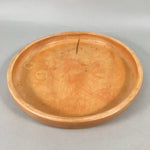 Japanese Wooden Tray Obon Vtg Nurimono Round Light Brown Grain UR478