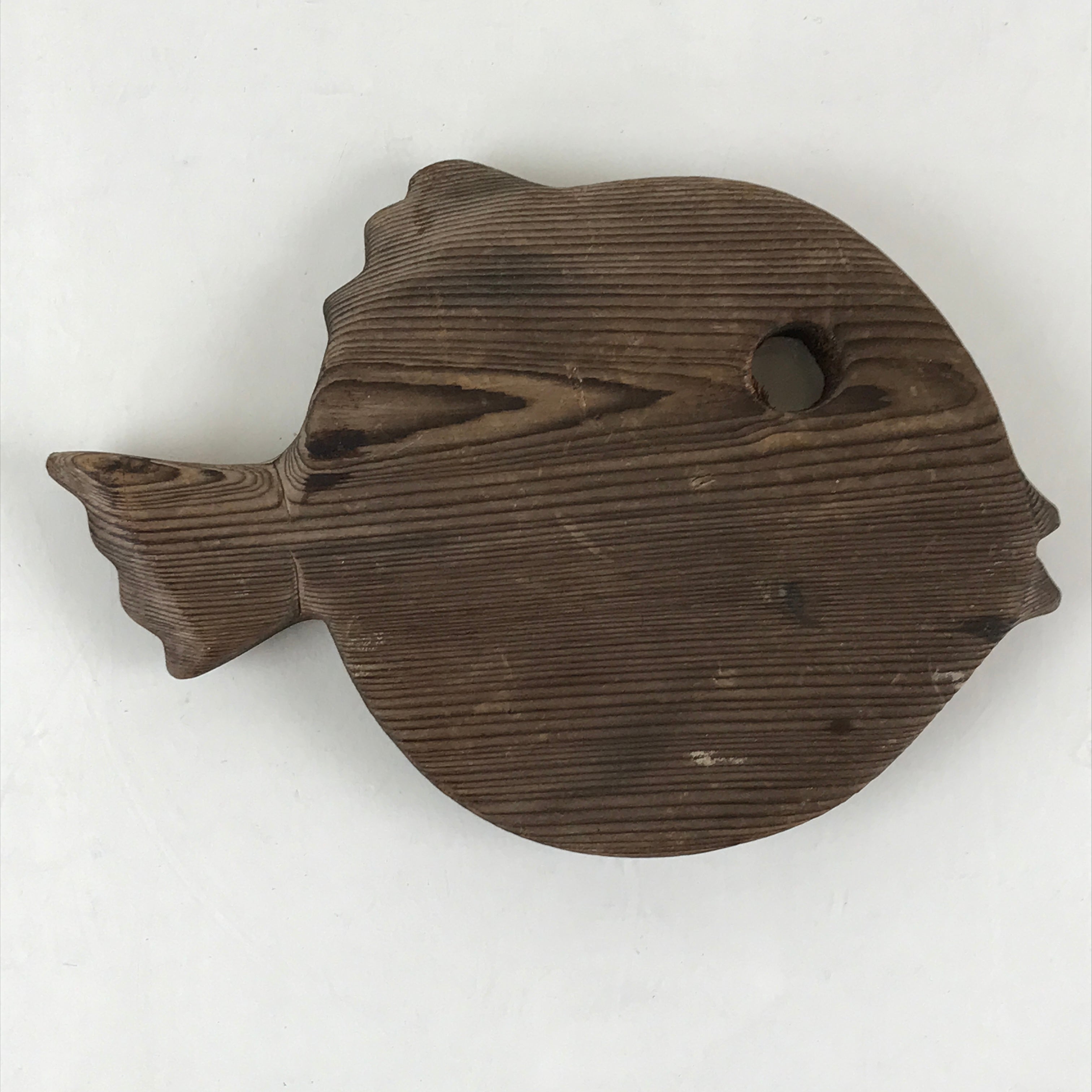 Japanese Wooden Trivet Mat Fish Shape Nabeshiki Vtg Cedar Wood Pot holder JK463