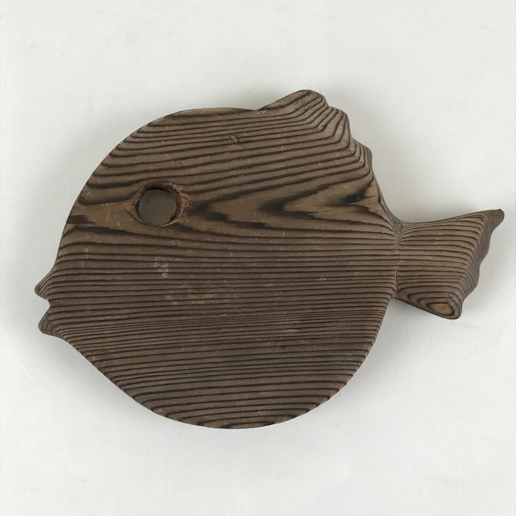 Japanese Wooden Trivet Mat Fish Shape Nabeshiki Vtg Cedar Wood Pot holder JK463