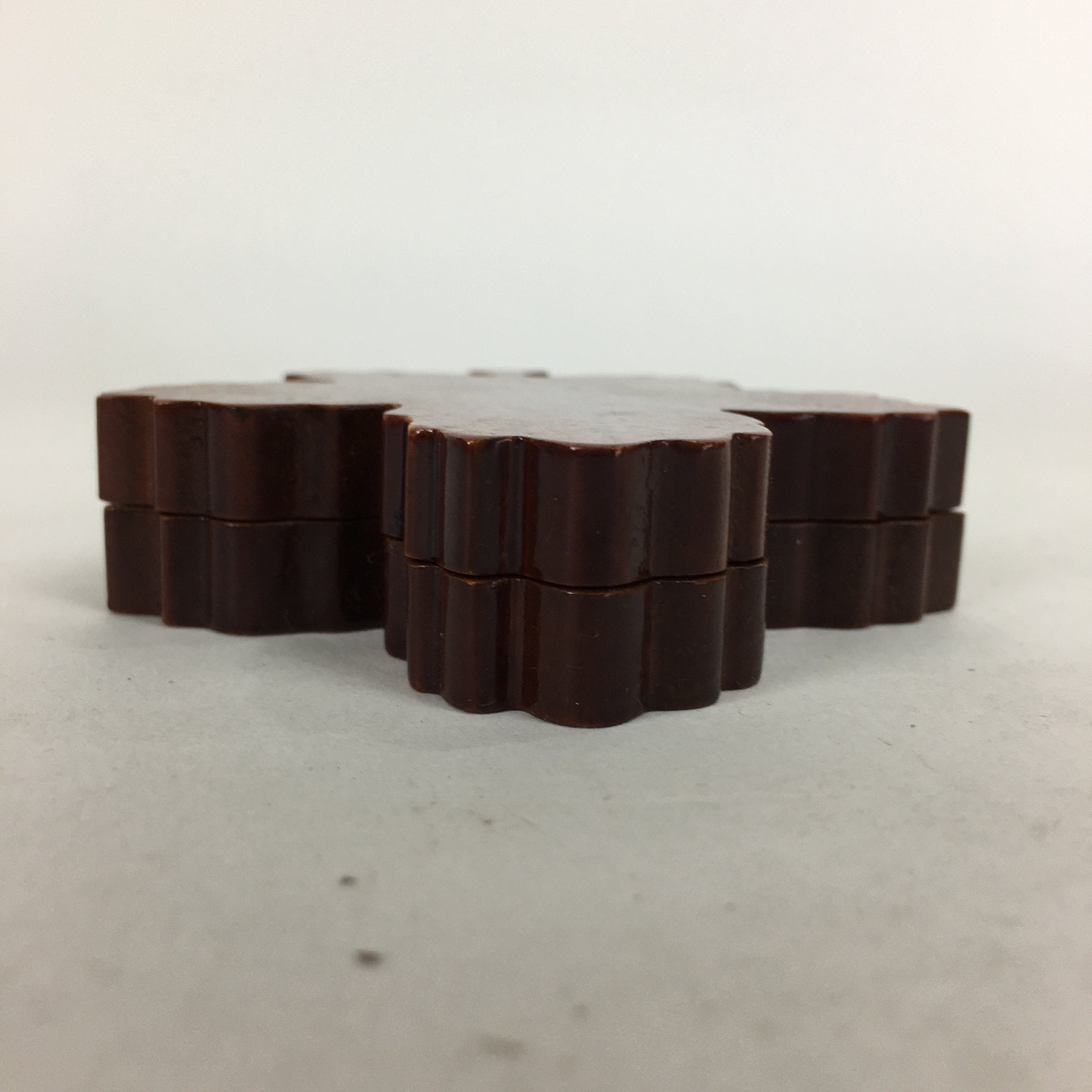 Japanese Wooden Vanished Insense Container Kogo Vtg Tea Ceremony Brown Leaf UR57