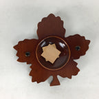 Japanese Wooden Vanished Insense Container Kogo Vtg Tea Ceremony Brown Leaf UR57
