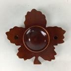 Japanese Wooden Vanished Insense Container Kogo Vtg Tea Ceremony Brown Leaf UR57