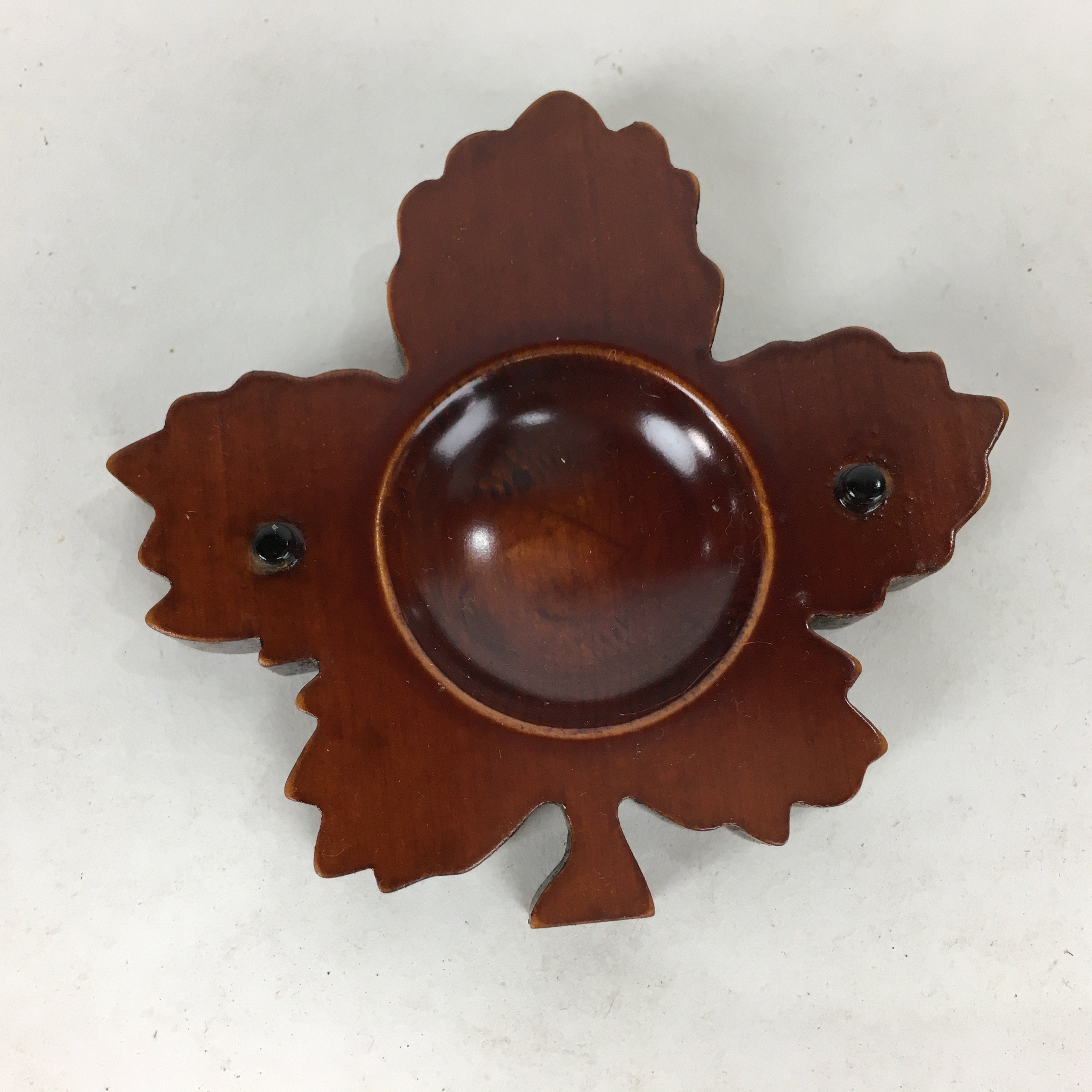 Japanese Wooden Vanished Insense Container Kogo Vtg Tea Ceremony Brown Leaf UR57