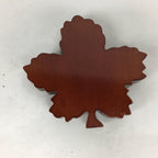 Japanese Wooden Vanished Insense Container Kogo Vtg Tea Ceremony Brown Leaf UR57