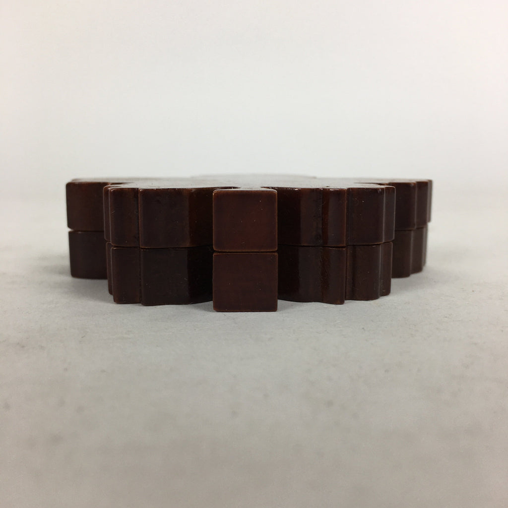 Japanese Wooden Vanished Insense Container Kogo Vtg Tea Ceremony Brown Leaf UR57