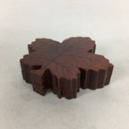 Japanese Wooden Vanished Insense Container Kogo Vtg Tea Ceremony Brown Leaf UR57