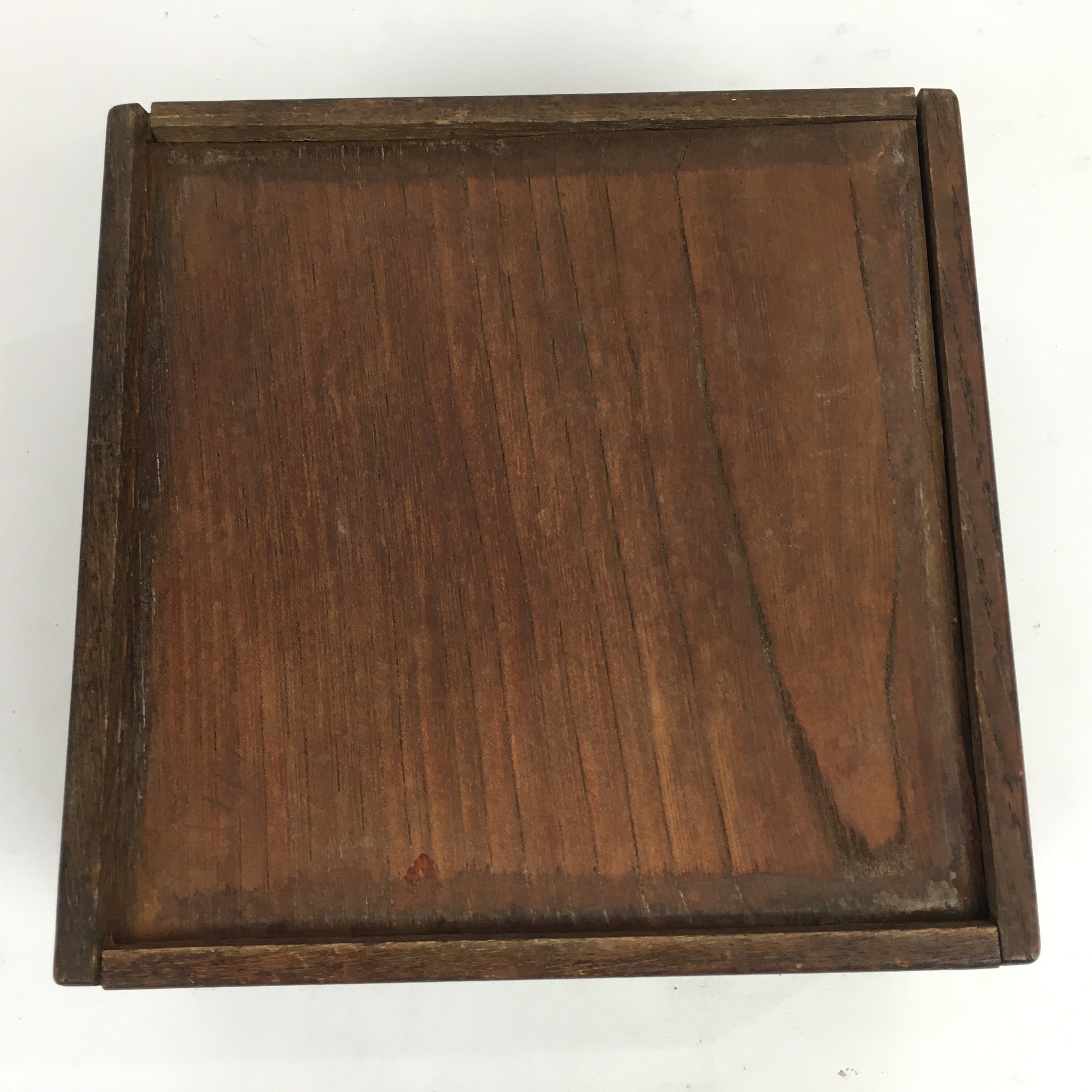 Japanese Wooden Varnished Box Vtg Rectangle Box-Tray Brown Tea Ceremony UR657