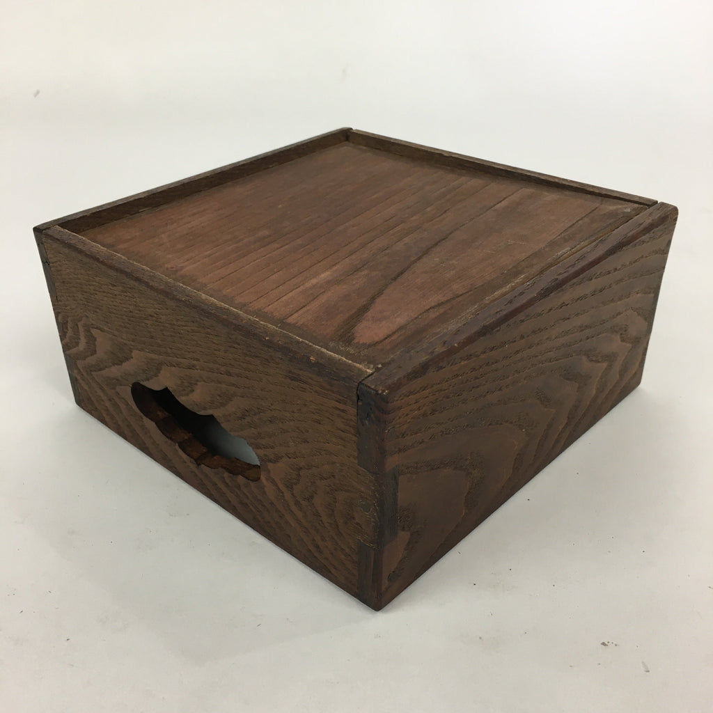 Japanese Wooden Varnished Box Vtg Rectangle Box-Tray Brown Tea Ceremony UR657