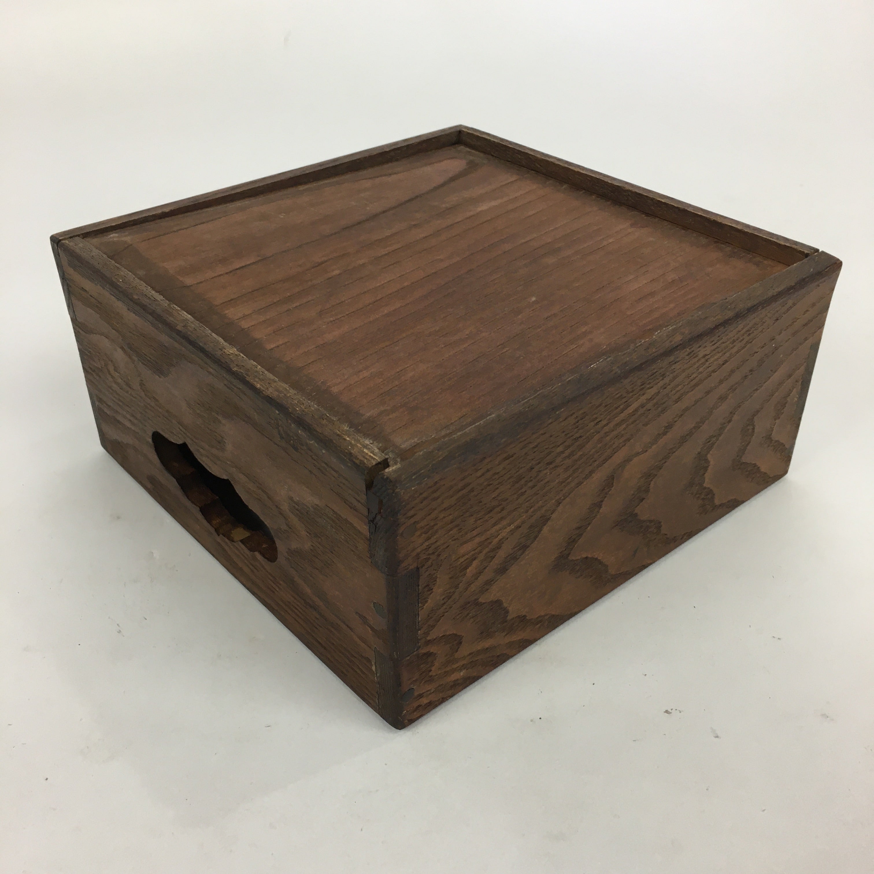Japanese Wooden Varnished Box Vtg Rectangle Box-Tray Brown Tea Ceremony UR657