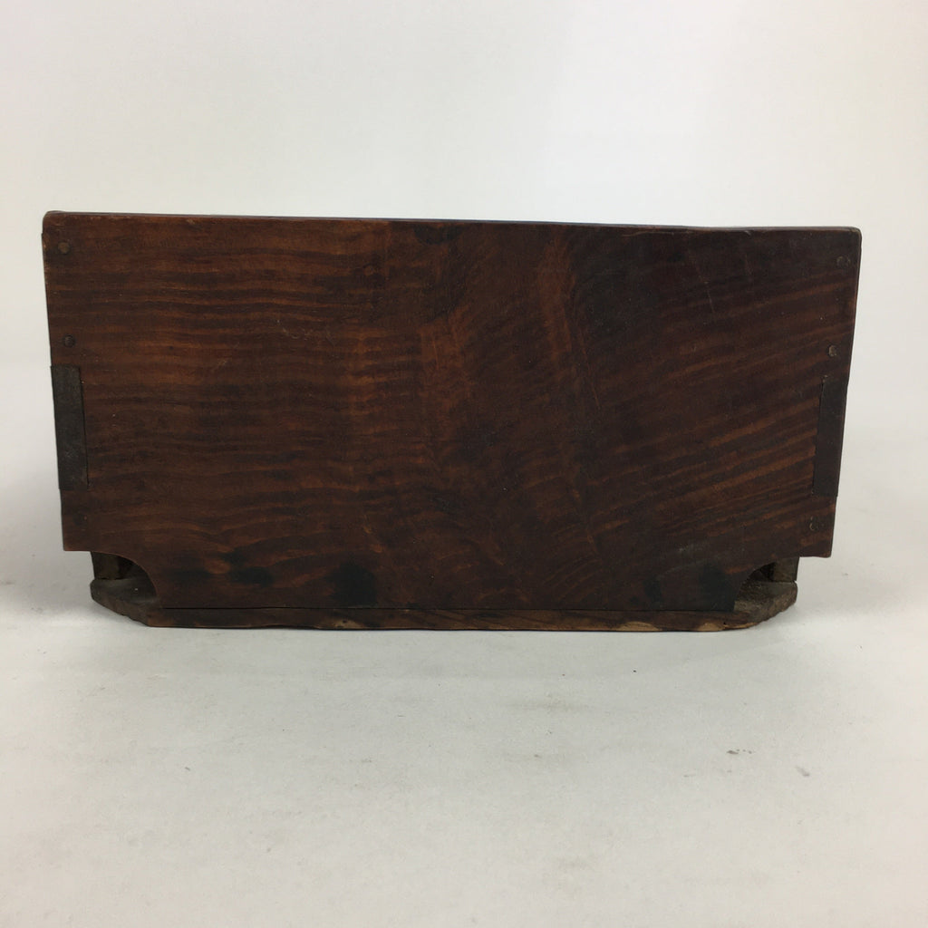Japanese Wooden Varnished Box Vtg Rectangle Box-Tray Brown Tea Ceremony UR658