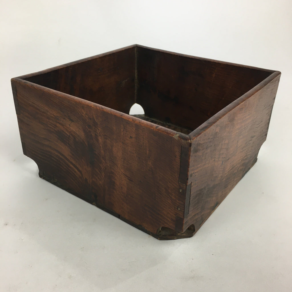 Japanese Wooden Varnished Box Vtg Rectangle Box-Tray Brown Tea Ceremony UR658