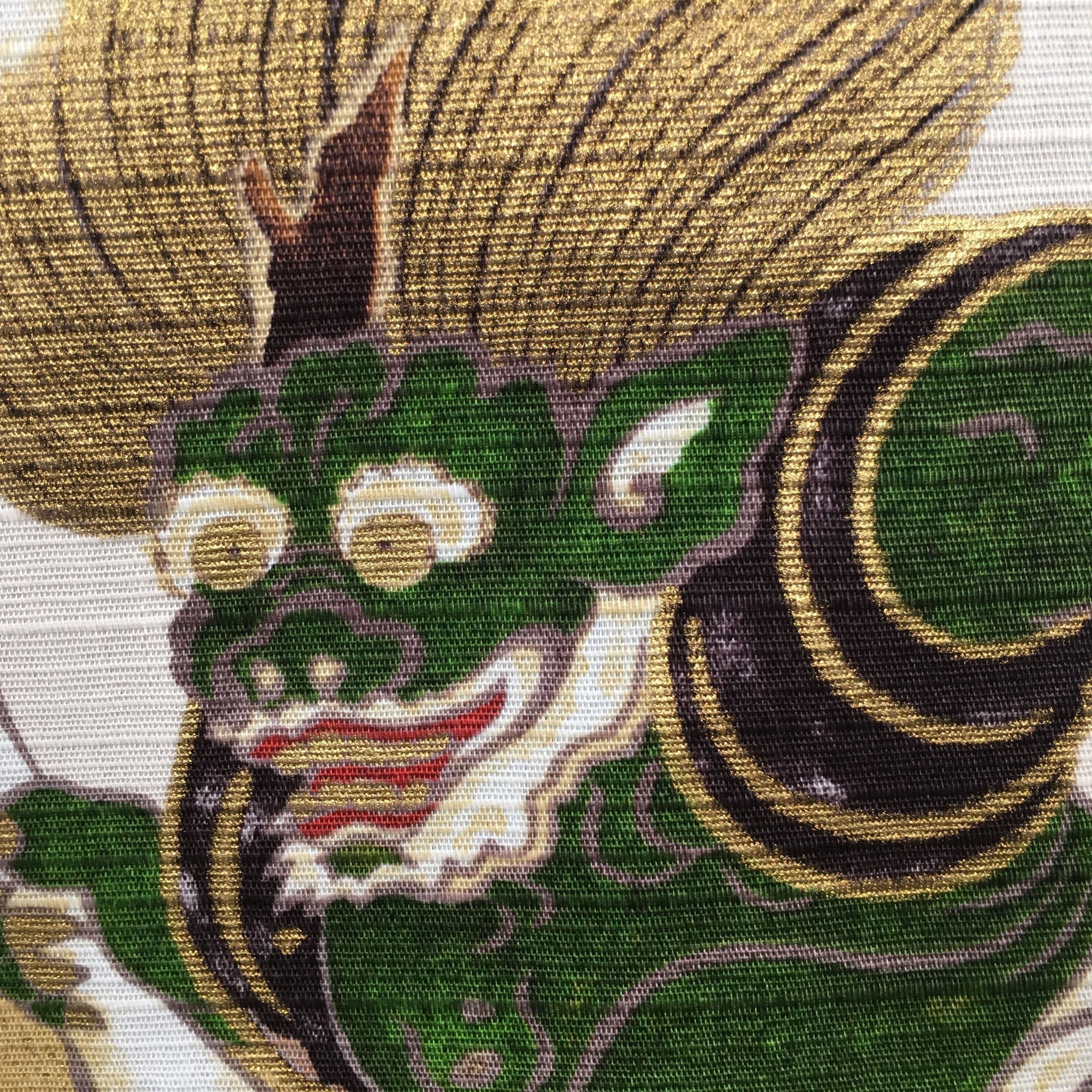 Japanese Wrap Cloth Furoshiki Fabric Cotton Demons Gold Green FU121