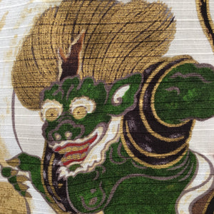 Japanese Wrap Cloth Furoshiki Fabric Cotton Demons Gold Green FU128