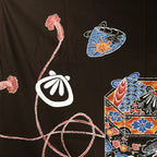 Japanese Wrap Cloth Furoshiki Fabric Cotton Flower Print Brown Blue FU185