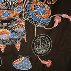 Japanese Wrap Cloth Furoshiki Fabric Cotton Flower Print Brown Blue FU185
