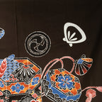 Japanese Wrap Cloth Furoshiki Fabric Cotton Flower Print Brown Blue FU185