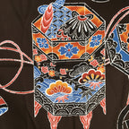 Japanese Wrap Cloth Furoshiki Fabric Cotton Flower Print Brown Blue FU185