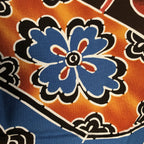 Japanese Wrap Cloth Furoshiki Fabric Cotton Flower Print Brown Blue FU185