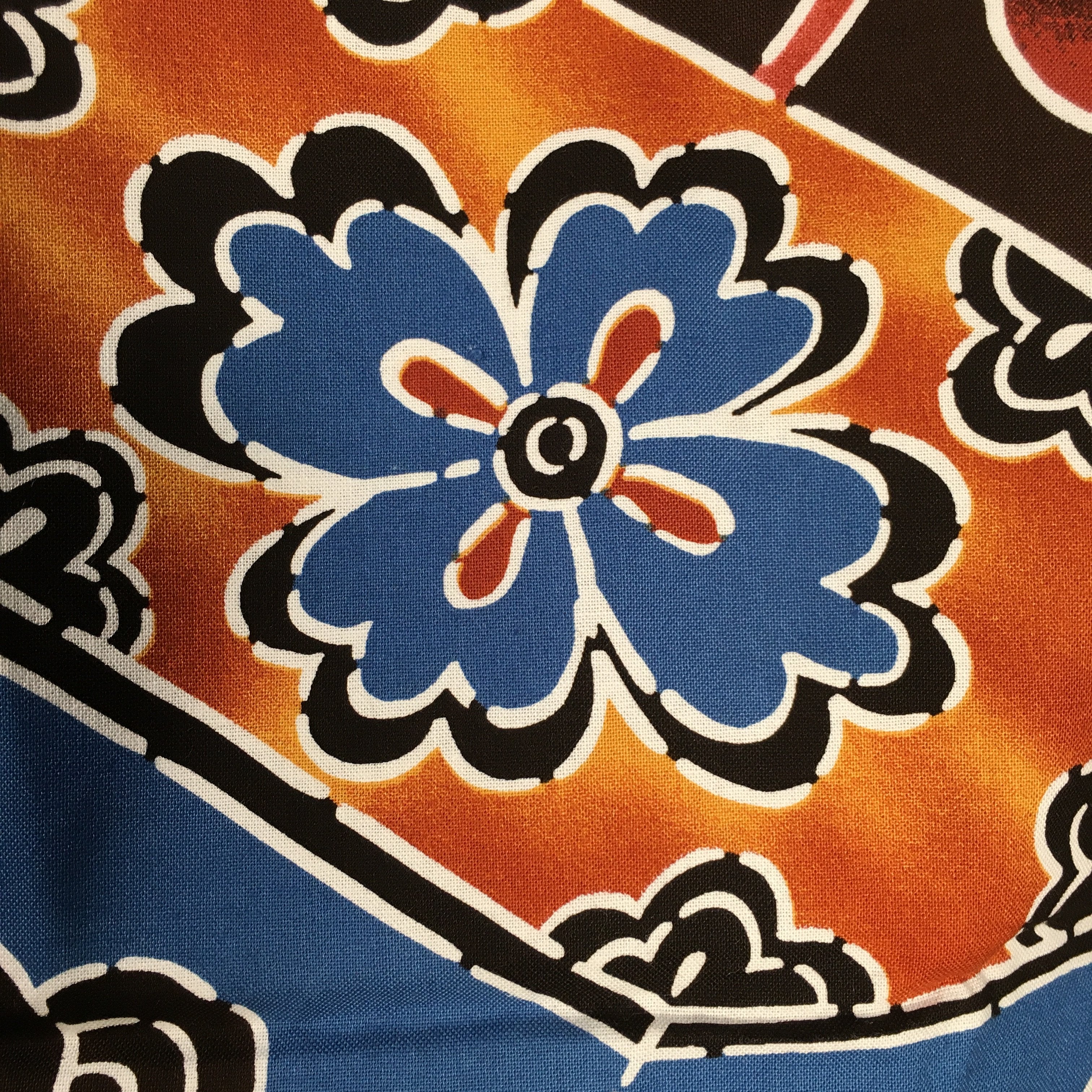 Japanese Wrap Cloth Furoshiki Fabric Cotton Flower Print Brown Blue FU185
