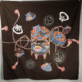 Japanese Wrap Cloth Furoshiki Fabric Cotton Flower Print Brown Blue FU185