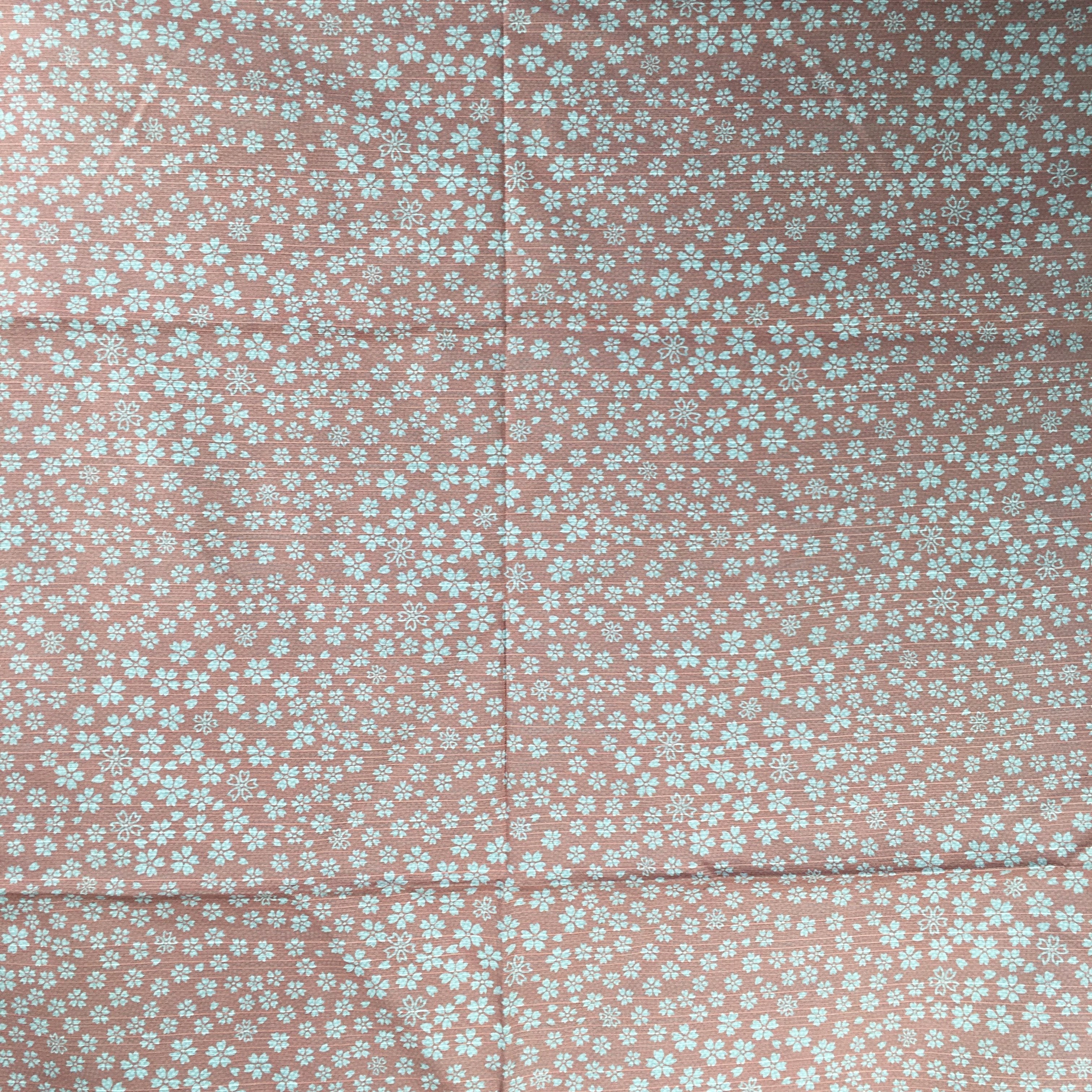 Japanese Wrap Cloth Furoshiki Fabric Cotton Green Pink dots flowers FU189