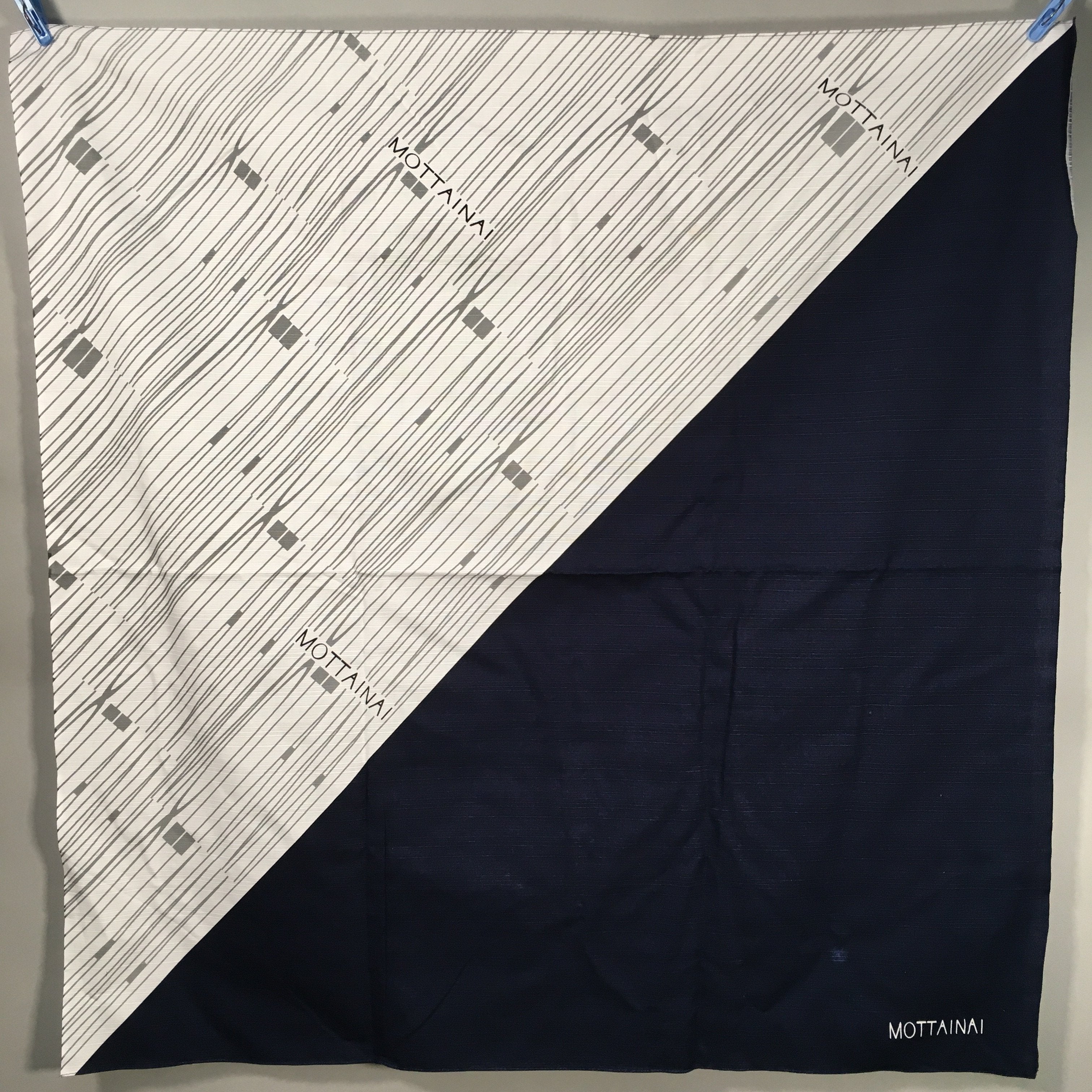 Japanese Wrap Cloth Furoshiki Fabric Cotton Mottainai Navy Blue Grey FU162