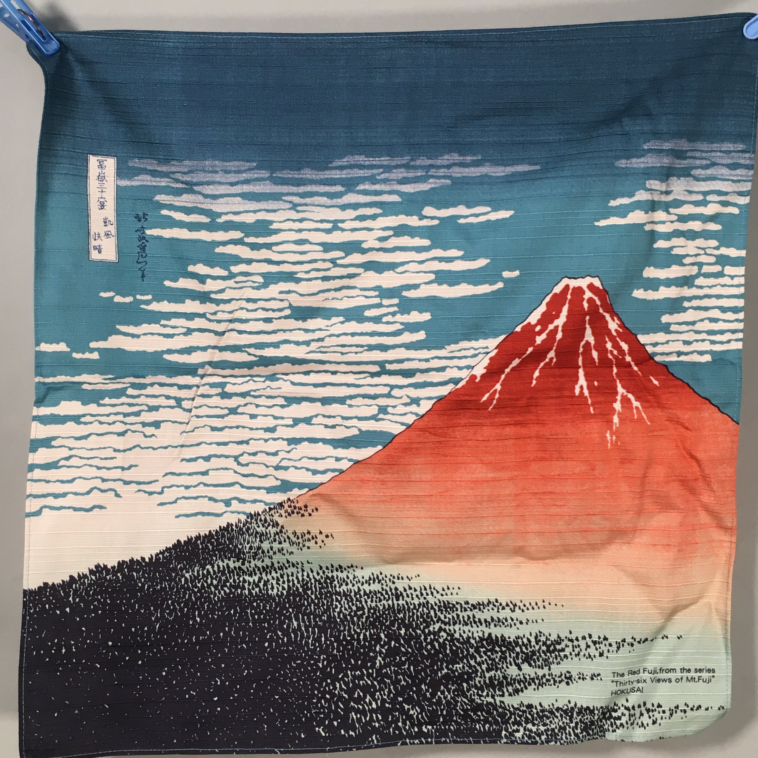 Japanese Wrap Cloth Furoshiki Fabric Cotton Mt Fuji Blue Red FU155