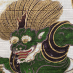 Japanese Wrap Cloth Furoshiki Fabric Textile Cotton Demons Gold Green FU124