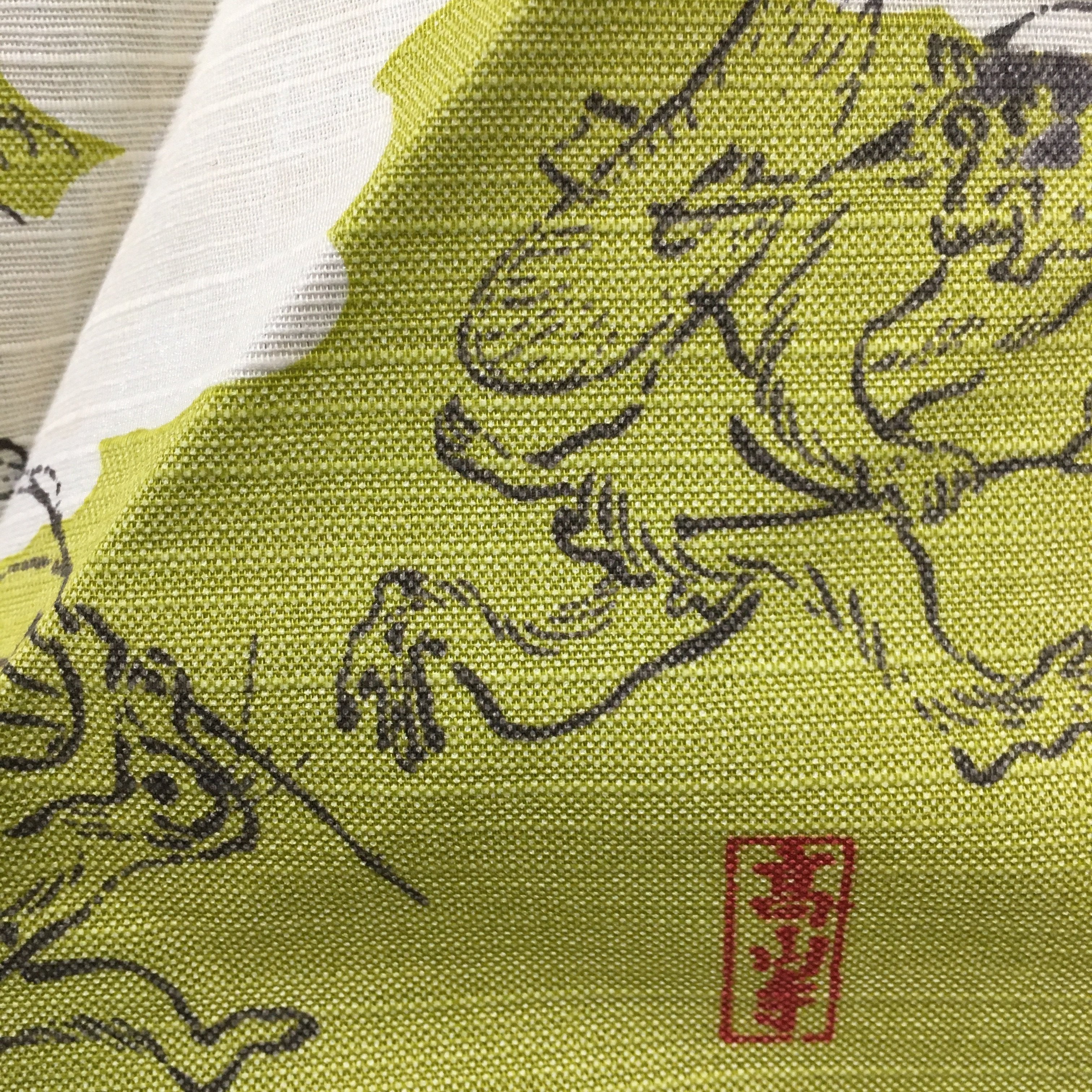 Japanese Wrap Cloth Furoshiki Fabric Yellow Rabbits Frogs FU129