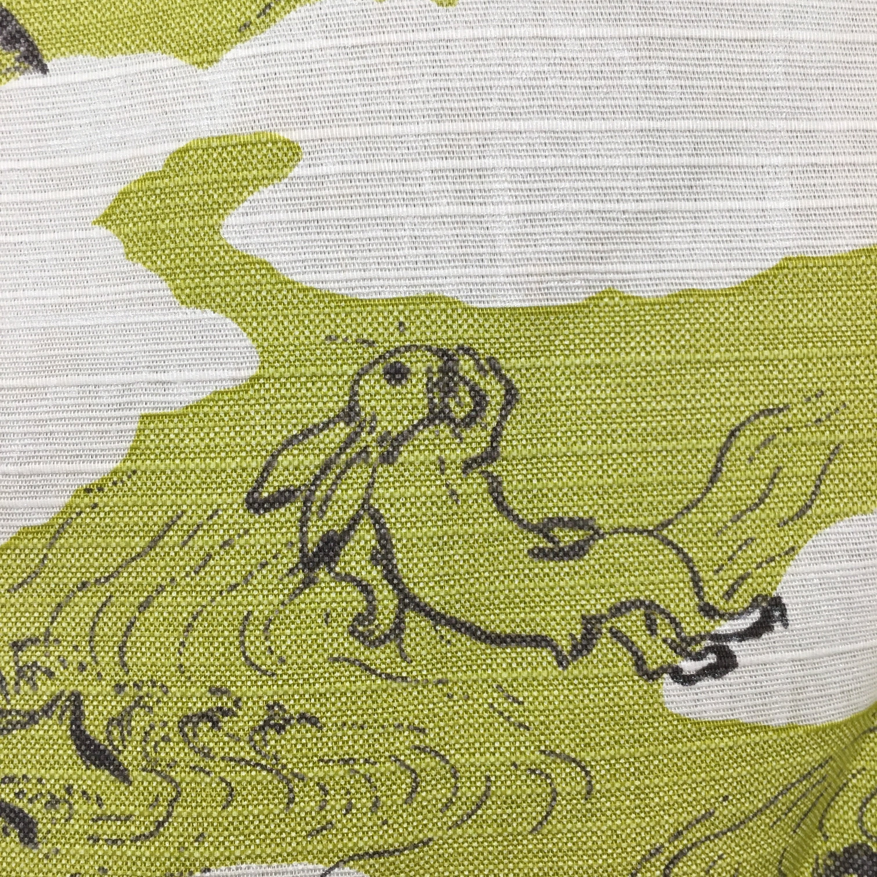 Japanese Wrap Cloth Furoshiki Fabric Yellow Rabbits Frogs FU129