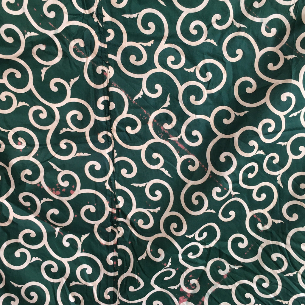 Japanese Wrap Cloth Furoshiki Vtg Fabric Cotton Green Arabesque Pattern FU197